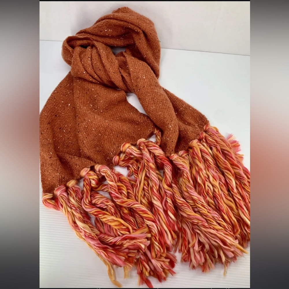 NEW TAGS ON Anthropologie Oversized Scarf Bronze Orange Tweed